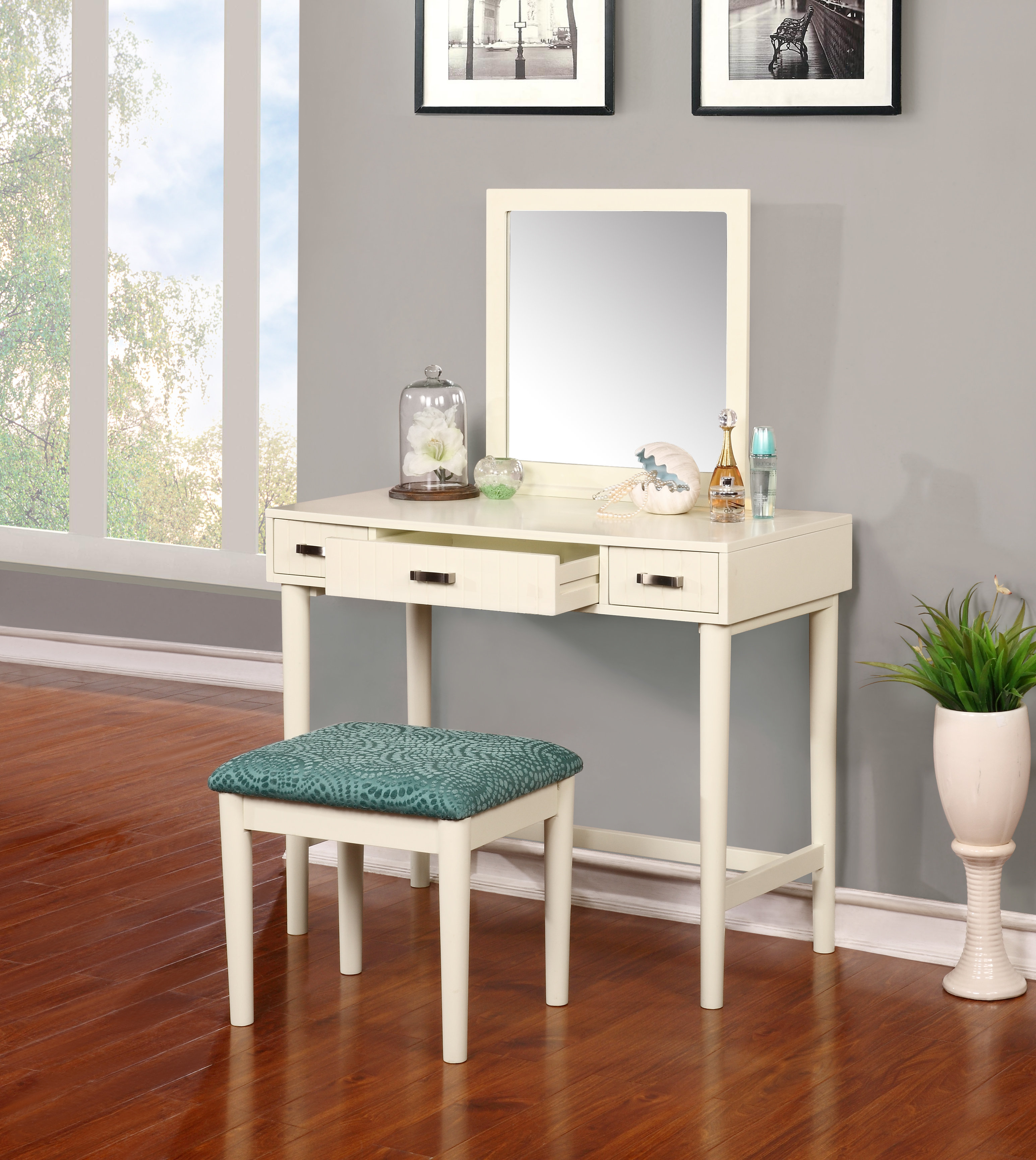 Torrance vanity set with stool and mirror new arrivals
